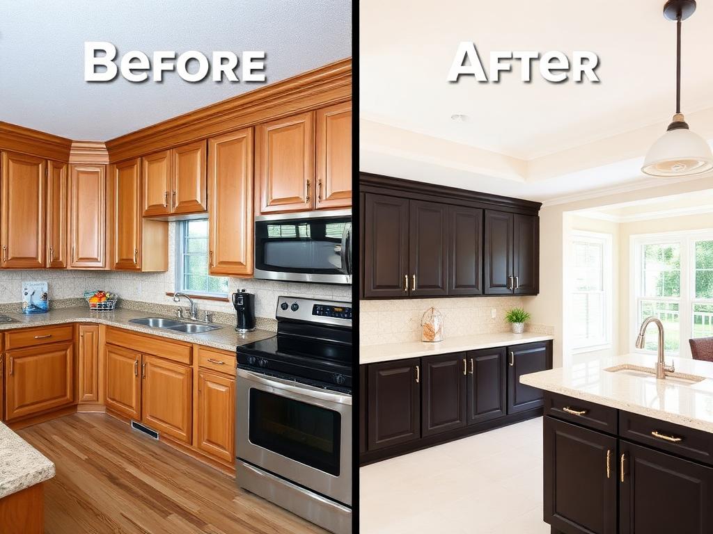 Tampa kitchen cabinet staining before and after - Wood Revive