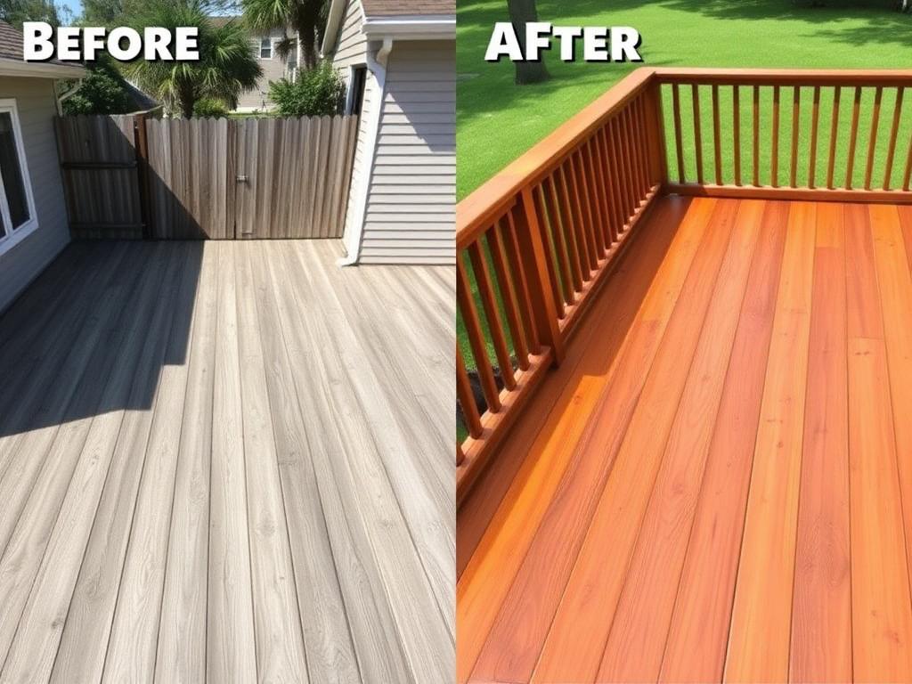 Tampa deck staining before and after - Wood Revive Tampa Bay
